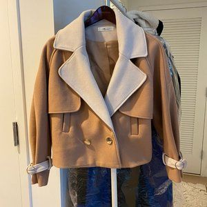 Camel Two-Toned Military Style Jacket